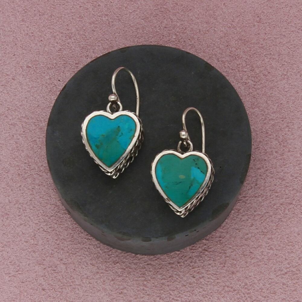 ⚡clearance⚡ sterling silver southwestern turquoise scroll heart dangle earrings